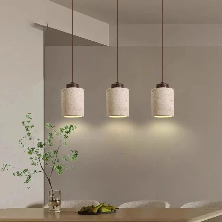 Natural Stone Hanging Lamp 6.5 Inch Travertine Shade Soft Warm Glow Overhead Fixture Bedroom Bedside Accent Nordic Minimalist Design