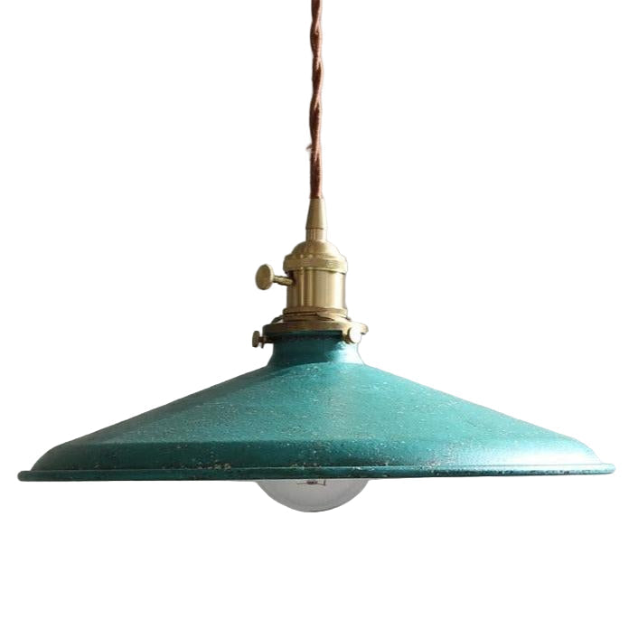 Iron Overhead Fixture 14-Inch Shade Blue Adjustable Drop Height E27 Socket Dining Counter Island Task Lighting Modern Vintage Warehouse Farm