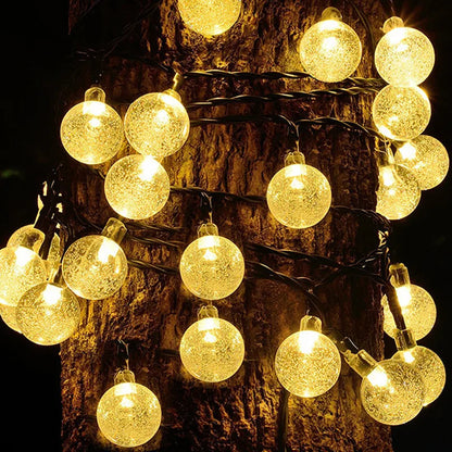 Outdoor LED String Lights Solar Powered Waterproof Decorative Yard Lighting 30 ft for Patio Garden Deck Backyard Pathway Landscape Accent