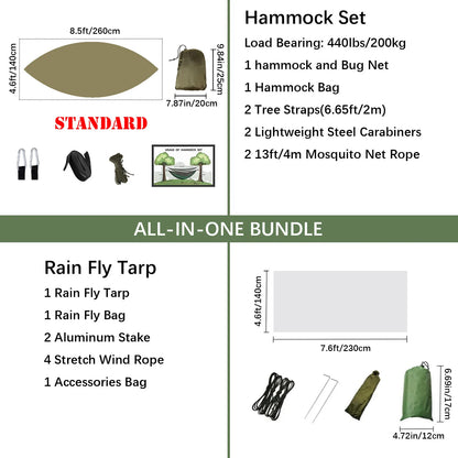Hamaca Nomaterra | Hamaca de exterior ultraligera con mosquitera y toldo | Diseño resistente a la intemperie para camping y senderismo