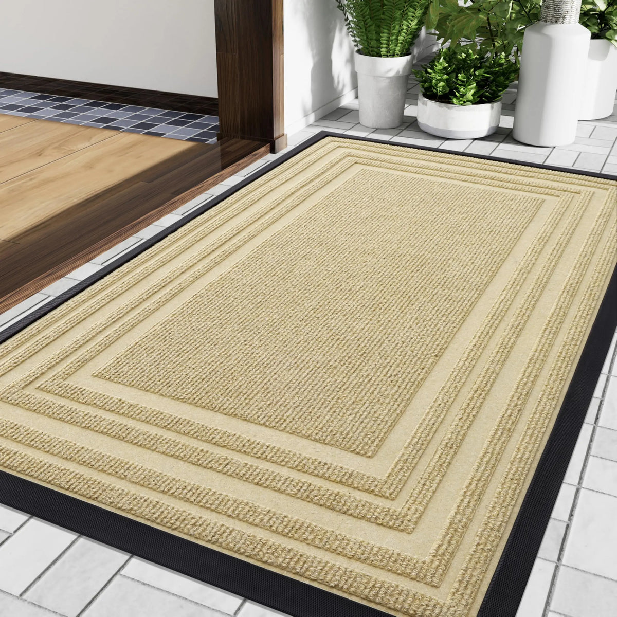 Slim Rubber-Backed Entrance Mat – Non-Slip Indoor Outdoor Doormat for Front Door, Porch & Hallway