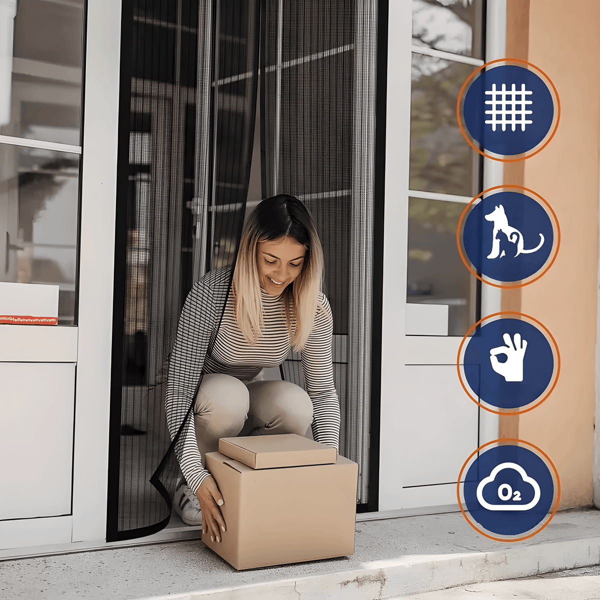 Sela Door Net Screen - Self-Closing, Pet-Friendly Mosquito Net for Doors