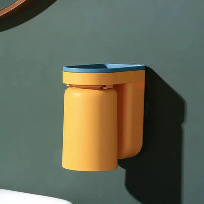 Stick-On Bathroom Caddy ABS Plastic 5 in Tall Cup & Paste Organizer Drip-Dry System 2-Pack for Vanity Countertop Clutter-Free Family Bath