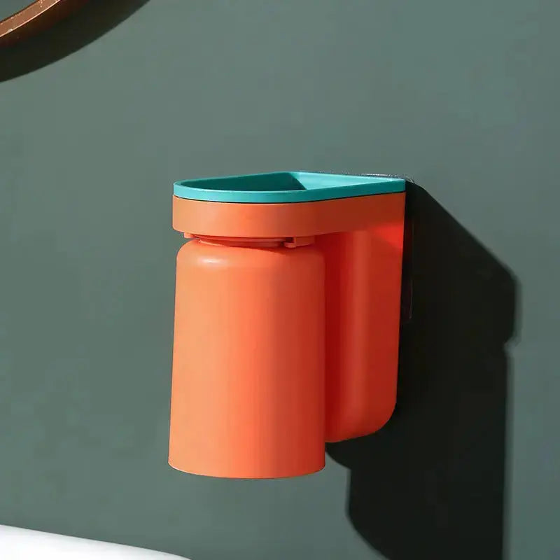 Stick-On Bathroom Caddy ABS Plastic 5 in Tall Cup & Paste Organizer Drip-Dry System 2-Pack for Vanity Countertop Clutter-Free Family Bath