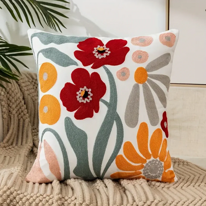 Funda de cojín decorativa Serena: mezcla de algodón y poliéster con estampado floral