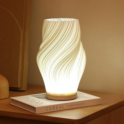 Sculptural Wave LED Desk Lamp with 3-Level Touch Dimmer for Bedroom, Office & Living Room