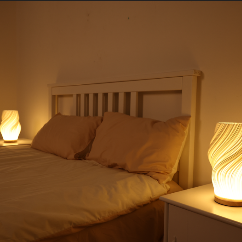 Sculptural Wave LED Desk Lamp with 3-Level Touch Dimmer for Bedroom, Office & Living Room