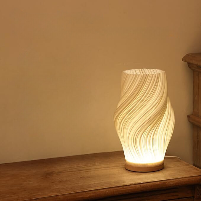 Sculptural Wave LED Desk Lamp with 3-Level Touch Dimmer for Bedroom, Office & Living Room