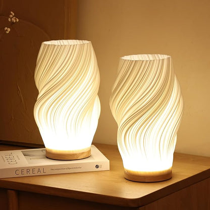 Sculptural Wave LED Desk Lamp with 3-Level Touch Dimmer for Bedroom, Office & Living Room