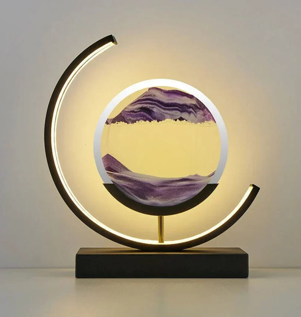 Lámpara de mesa Ortekor con elegante diseño de paisaje de arena | Iluminación única para mesita de noche o escritorio para un ambiente sereno