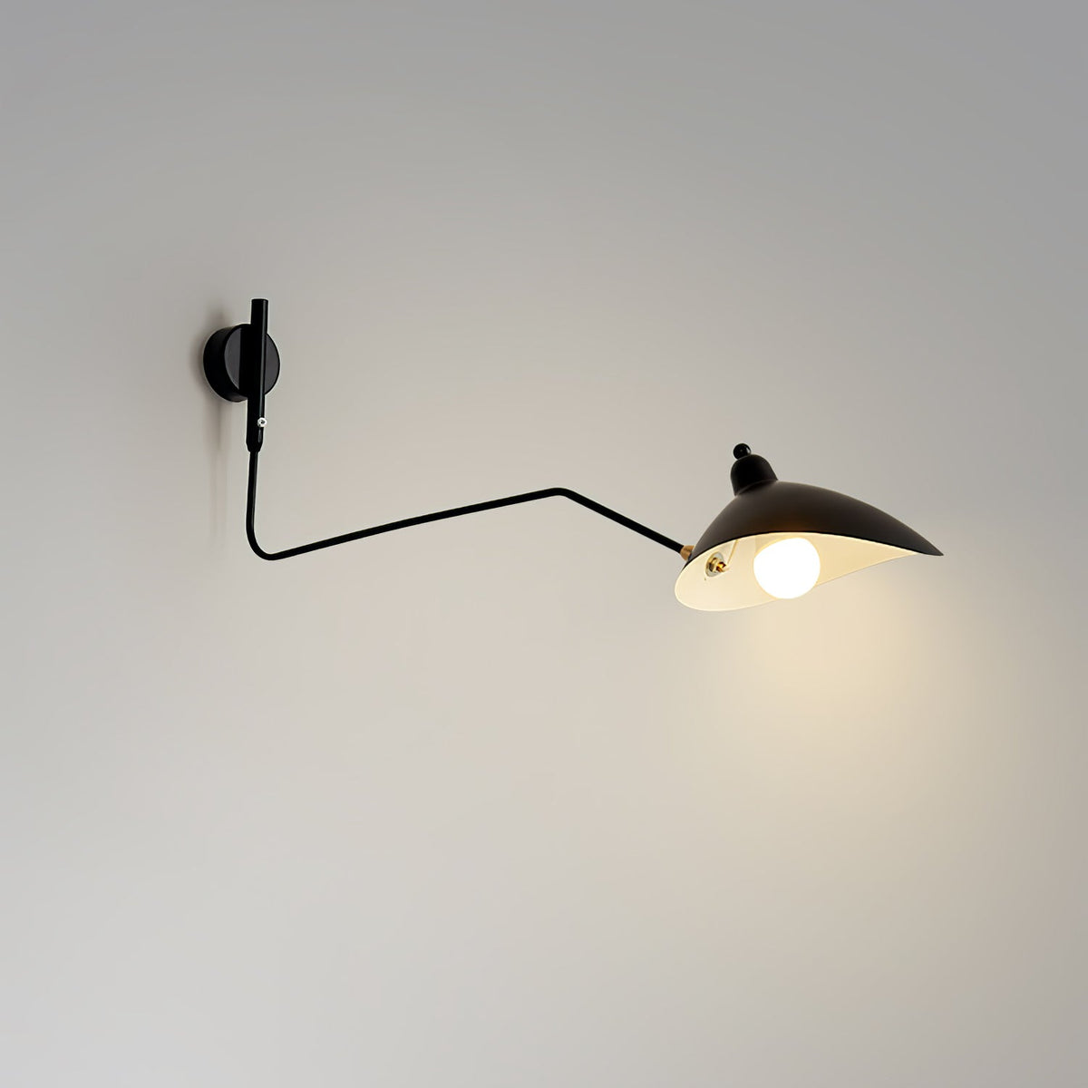 Articulated Arm Wall Sconce Black Mid-Century Modern Adjustable Swing Lamp for Living Room Bedroom Home Office Reading Light