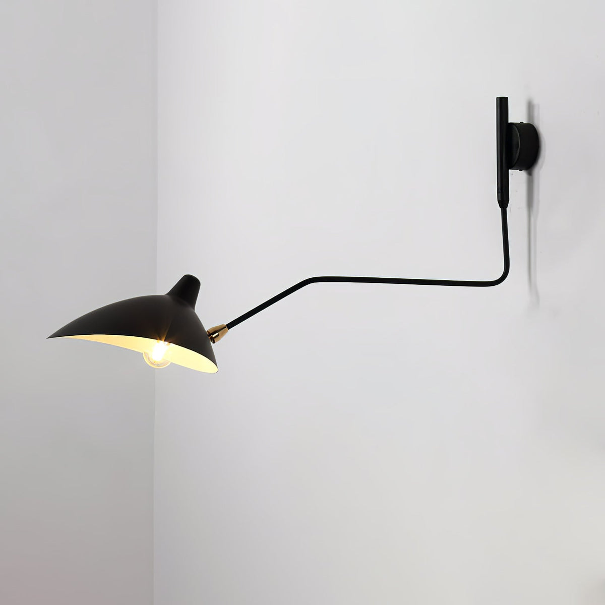 Articulated Arm Wall Sconce Black Mid-Century Modern Adjustable Swing Lamp for Living Room Bedroom Home Office Reading Light