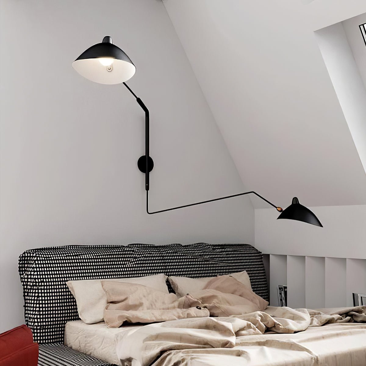 Articulated Arm Wall Sconce Black Mid-Century Modern Adjustable Swing Lamp for Living Room Bedroom Home Office Reading Light