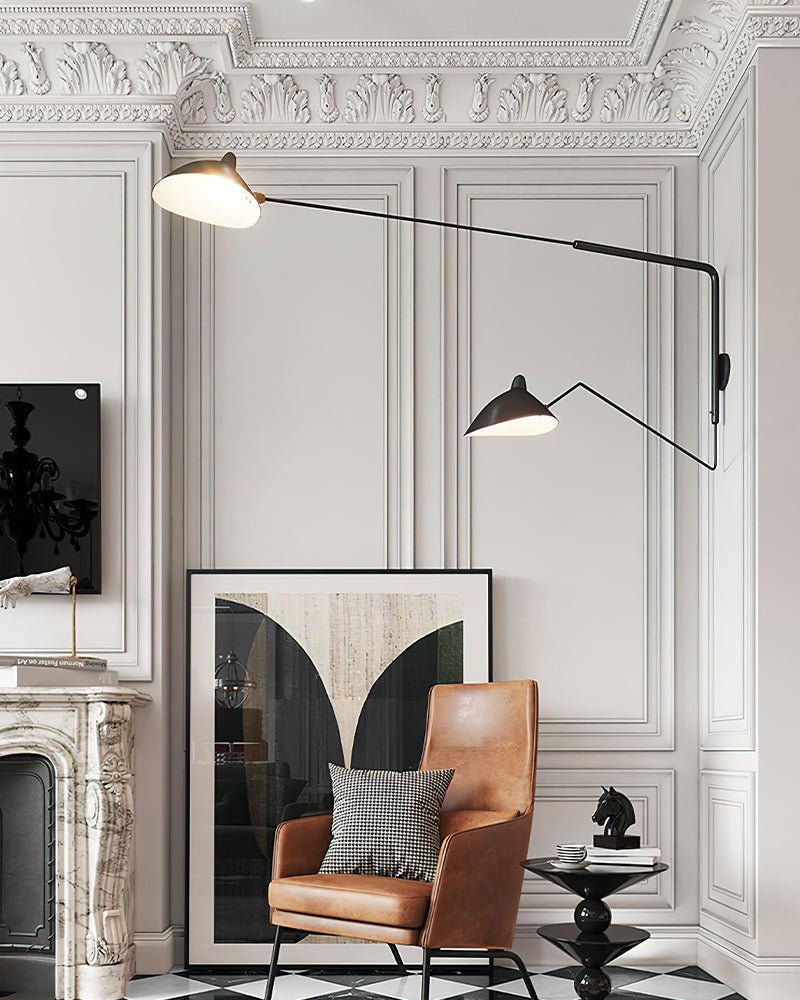 Articulated Arm Wall Sconce Black Mid-Century Modern Adjustable Swing Lamp for Living Room Bedroom Home Office Reading Light