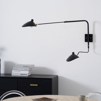 Articulating Wall Lamp with Extending Arm 47-55 Inches Aluminum LED Fixture for Bedroom Reading Nook Living Room Hallway Accent Lighting Ind