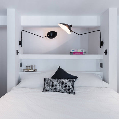 Articulated Arm Wall Sconce Black Mid-Century Modern Adjustable Swing Lamp for Living Room Bedroom Home Office Reading Light