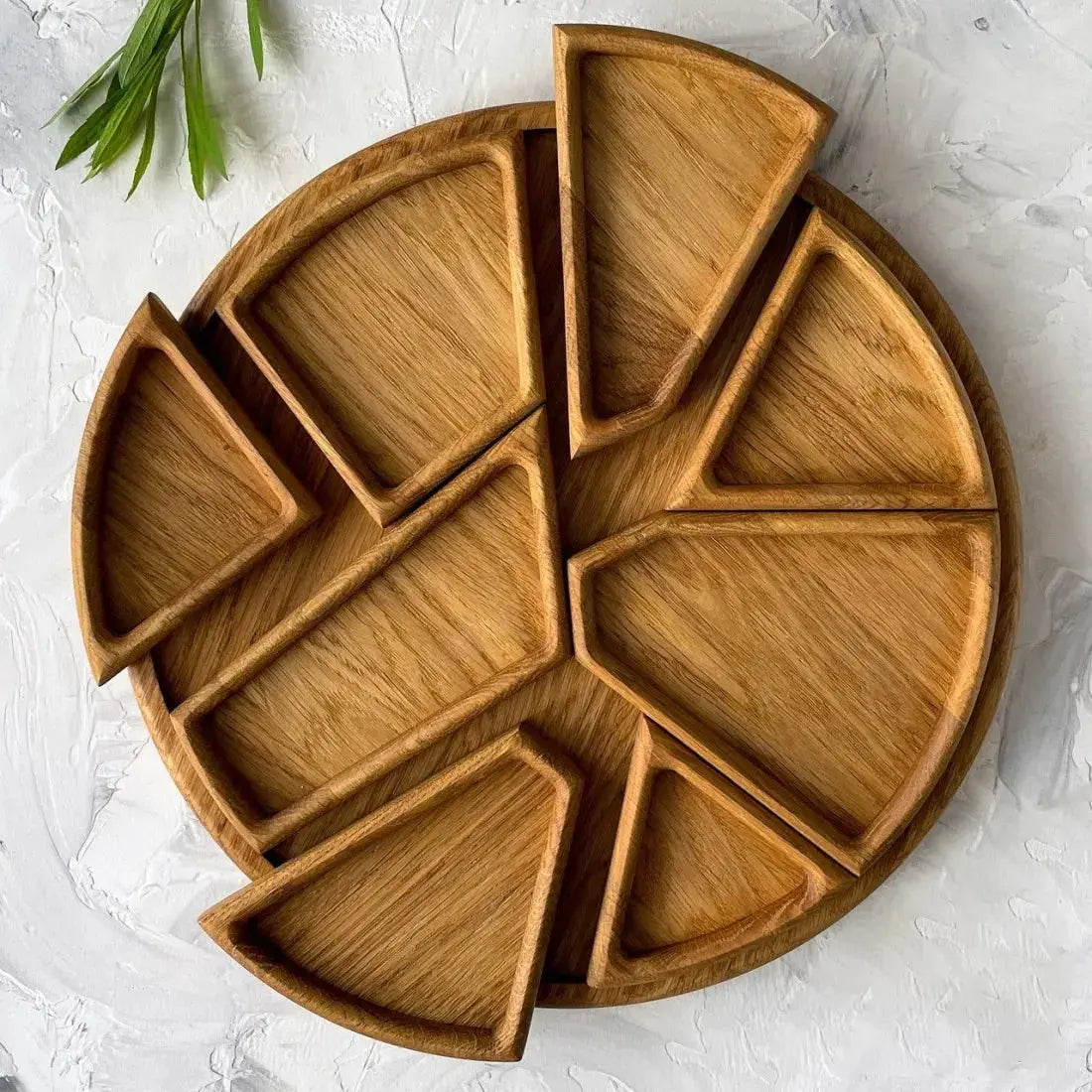 Wooden Serving Tray Set with Removable Compartments for Snacks Fruit Cheese Appetizers | Sectioned Food Platter for Kitchen Dining Room Ente