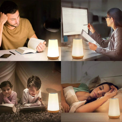 Touch-Control Color-Changing Table Lamp with Remote – 13 RGB Colors, 5 Brightness Levels, Cordless Rechargeable Ambient Nightstand Light
