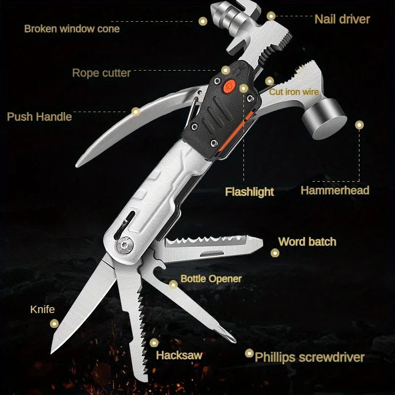 Titan Strike | Tactical Multi-Tool Hammer Kit with 10-in-1 Functionality | Compact Survival Tool for Outdoor Adventures