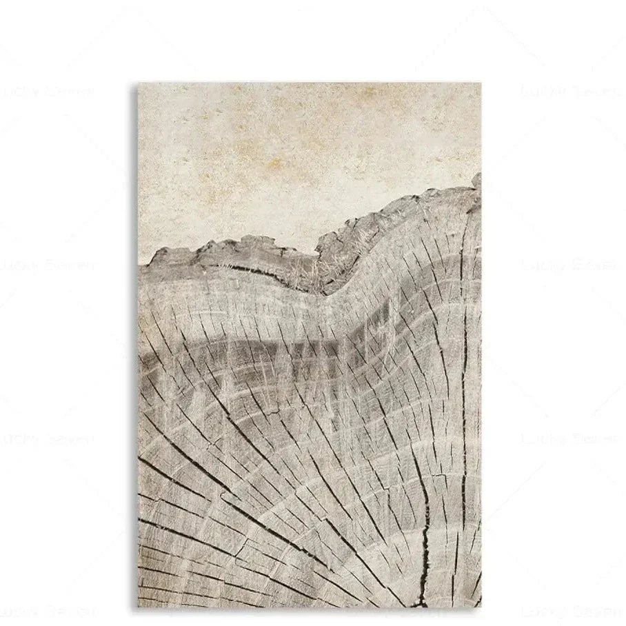 Botanical Growth Pattern Wall Art Canvas for Living Room, Bedroom & Office Décor | Natural Wood Grain Inspired Print