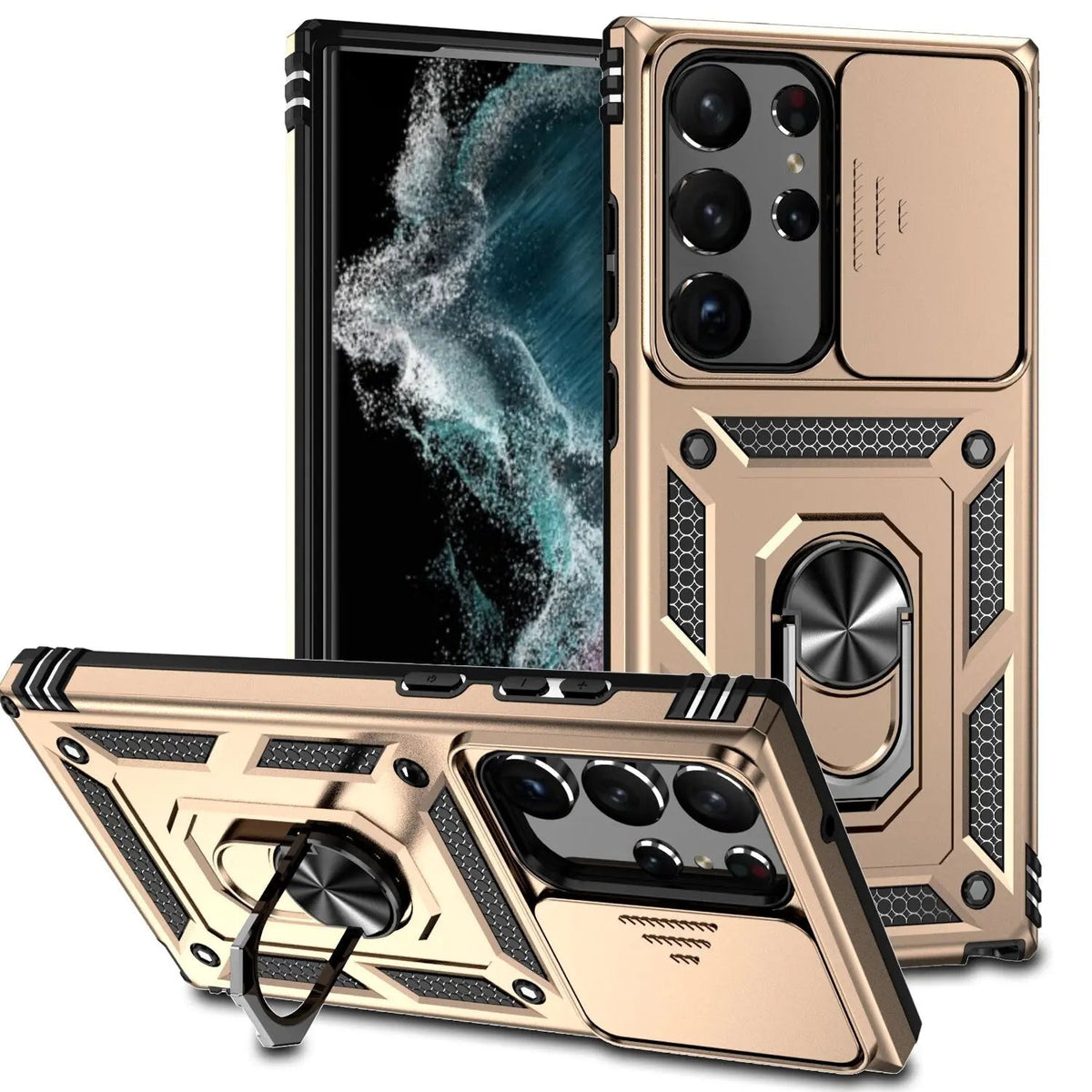 Protective Stand Case with Lens Guard for Samsung Galaxy S23 Series – Hands-Free Viewing & Drop Protection