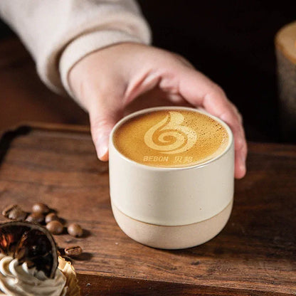 Handcrafted Stoneware Mug 8 fl oz Warm Beige Artisan Cup for Coffee Tea Espresso Daily Use Kitchen Drinkware Rustic Texture Small Batch Pott