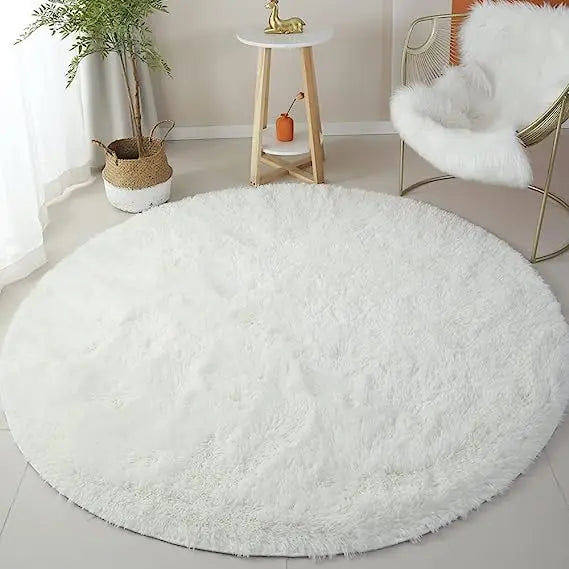 Plush Kids Floor Mat with Memory Foam 39 in Round Anti-Slip Shaggy Rug for Nursery Bedroom Play Space Reading Corner Soft Cushioned Circle C
