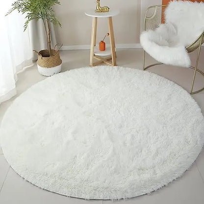 Plush Kids Floor Mat with Memory Foam 39 in Round Anti-Slip Shaggy Rug for Nursery Bedroom Play Space Reading Corner Soft Cushioned Circle C