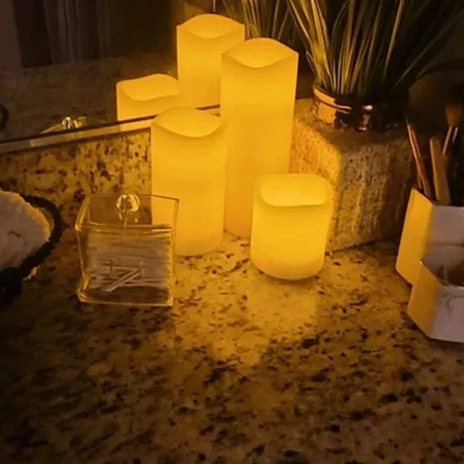 Battery-Powered LED Pillar Candles with Realistic Drip Design for Home Decor, Bedroom & Living Room Ambiance
