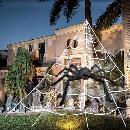 Decoración de telaraña Creston: fibra sintética esponjosa, triángulo de 5 m para uso en interiores y exteriores de Halloween