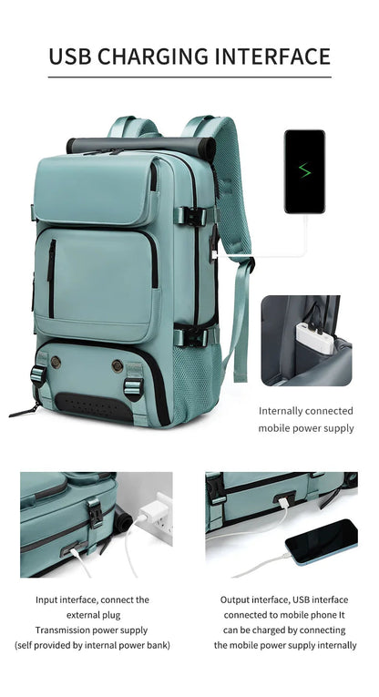 Mochila de viaje con compartimento para zapatos, mochila impermeable para portátil con puerto USB, mochila antirrobo de trabajo para hombre
