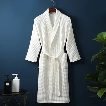 Soft Cotton Bathrobe for Women & Men – Cozy Lounge Robe After Shower Spa Hotel Home – Breathable Comfort Fit Loungewear