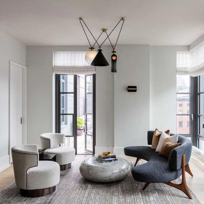 Modular Sculptural Ceiling Light with Adjustable Sections & Custom Finish Options for Dining Room Kitchen Living Room