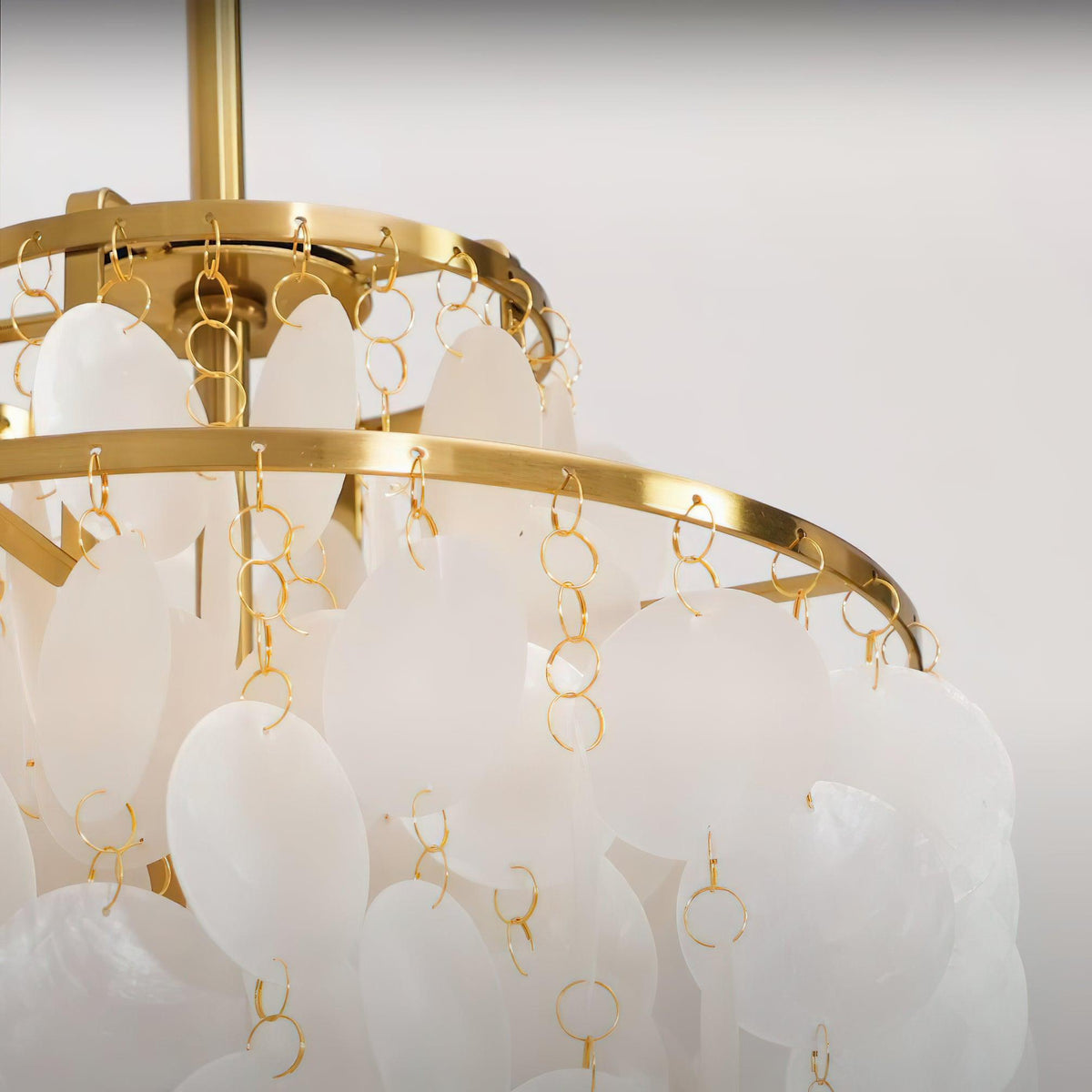 Cascading Shell Pendant Light Fixture Chrome Finish 28 Inches Adjustable Hanging Ceiling Lamp for Dining Room Kitchen Island Open Living Spa