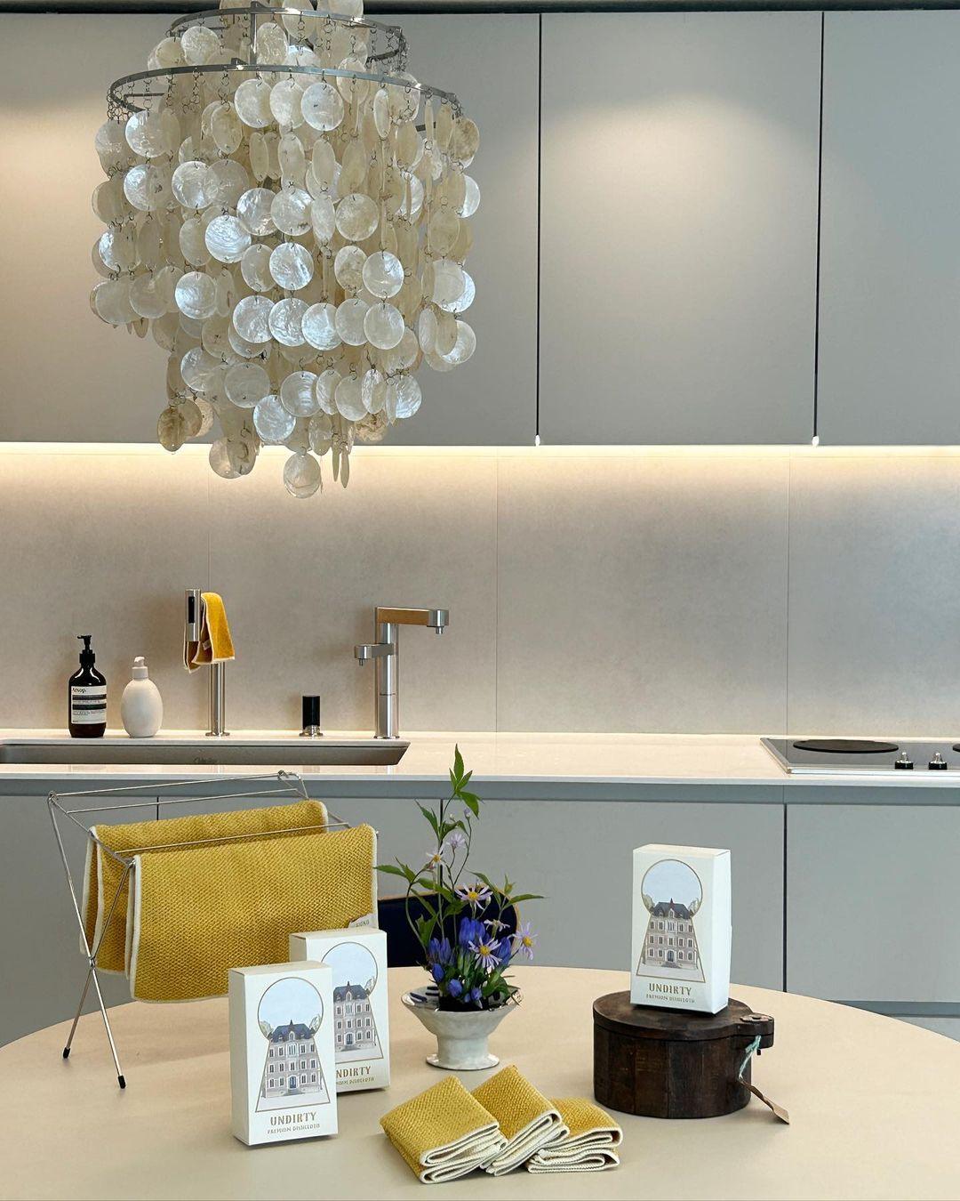 Cascading Shell Pendant Light Fixture Chrome Finish 28 Inches Adjustable Hanging Ceiling Lamp for Dining Room Kitchen Island Open Living Spa