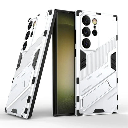 Rugged Protective Phone Case with Built-In Stand for Samsung Galaxy S21-S26 Series – Heavy-Duty Drop Defense, Camera Guard, Anti-Fingerprint
