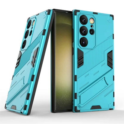 Rugged Protective Phone Case with Built-In Stand for Samsung Galaxy S21-S26 Series – Heavy-Duty Drop Defense, Camera Guard, Anti-Fingerprint