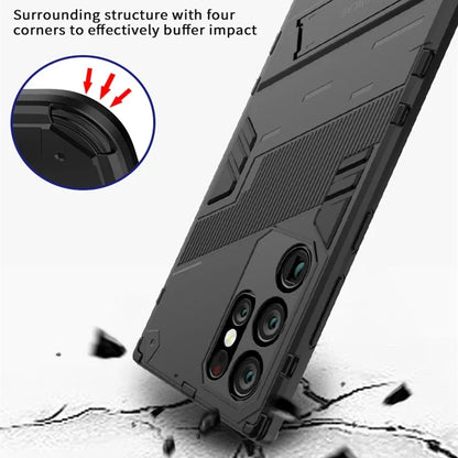 Rugged Protective Phone Case with Built-In Stand for Samsung Galaxy S21-S26 Series – Heavy-Duty Drop Defense, Camera Guard, Anti-Fingerprint