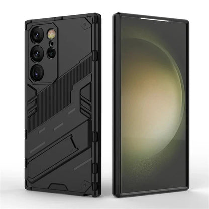 Rugged Protective Phone Case with Built-In Stand for Samsung Galaxy S21-S26 Series – Heavy-Duty Drop Defense, Camera Guard, Anti-Fingerprint