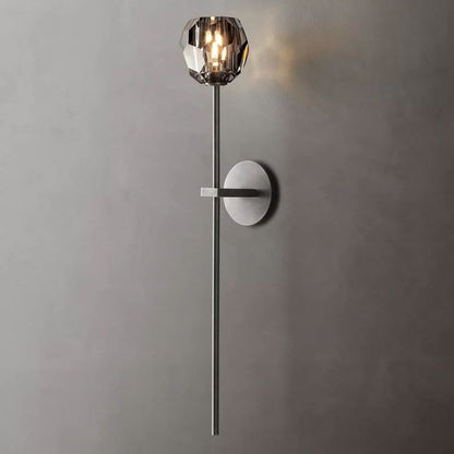Crystal Globe Wall Sconce Light – Brass & Nickel Options, LED Bulb Included, Contemporary Hallway Lighting for Bedroom Entryway Living Room