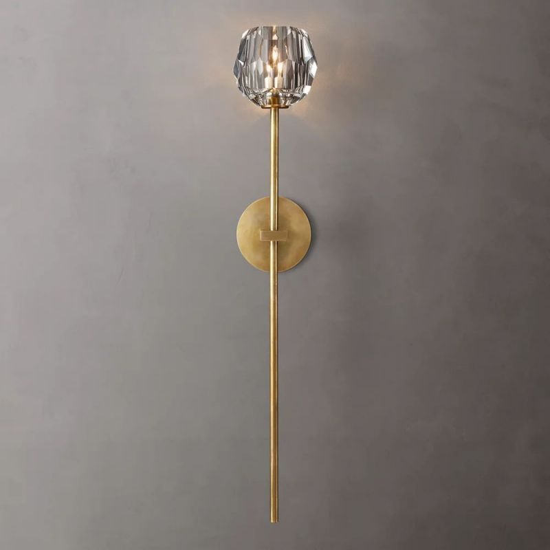 Crystal Globe Wall Sconce Light – Brass & Nickel Options, LED Bulb Included, Contemporary Hallway Lighting for Bedroom Entryway Living Room