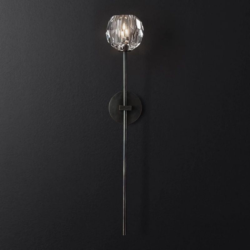 Crystal Globe Wall Sconce Light – Brass & Nickel Options, LED Bulb Included, Contemporary Hallway Lighting for Bedroom Entryway Living Room