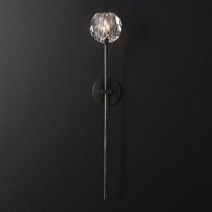 Crystal Globe Wall Sconce Light – Brass & Nickel Options, LED Bulb Included, Contemporary Hallway Lighting for Bedroom Entryway Living Room