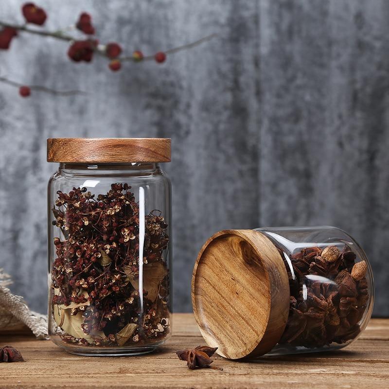 Acacia & Glass Food Storage Bins
