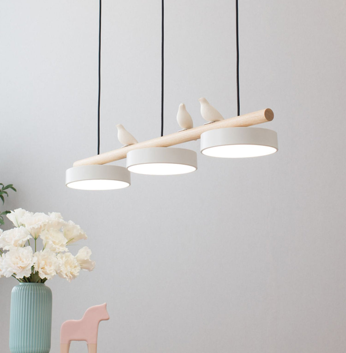 Pendant Light Fixture Bird Lamp Glass and Metal, Hanging Light for Dining Room, Adjustable Ceiling Light Fixture