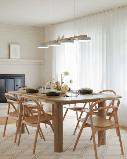Linear LED Fixture with Bird Accents for Kitchen Island Dining Room 40 in Wooden Hanging Light 1400 Lumens Adjustable Modern Farmhouse Overh
