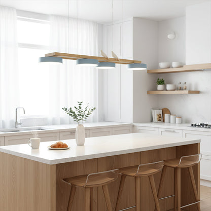 Linear LED Fixture with Bird Accents for Kitchen Island Dining Room 40 in Wooden Hanging Light 1400 Lumens Adjustable Modern Farmhouse Overh