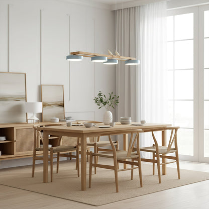 Linear LED Fixture with Bird Accents for Kitchen Island Dining Room 40 in Wooden Hanging Light 1400 Lumens Adjustable Modern Farmhouse Overh