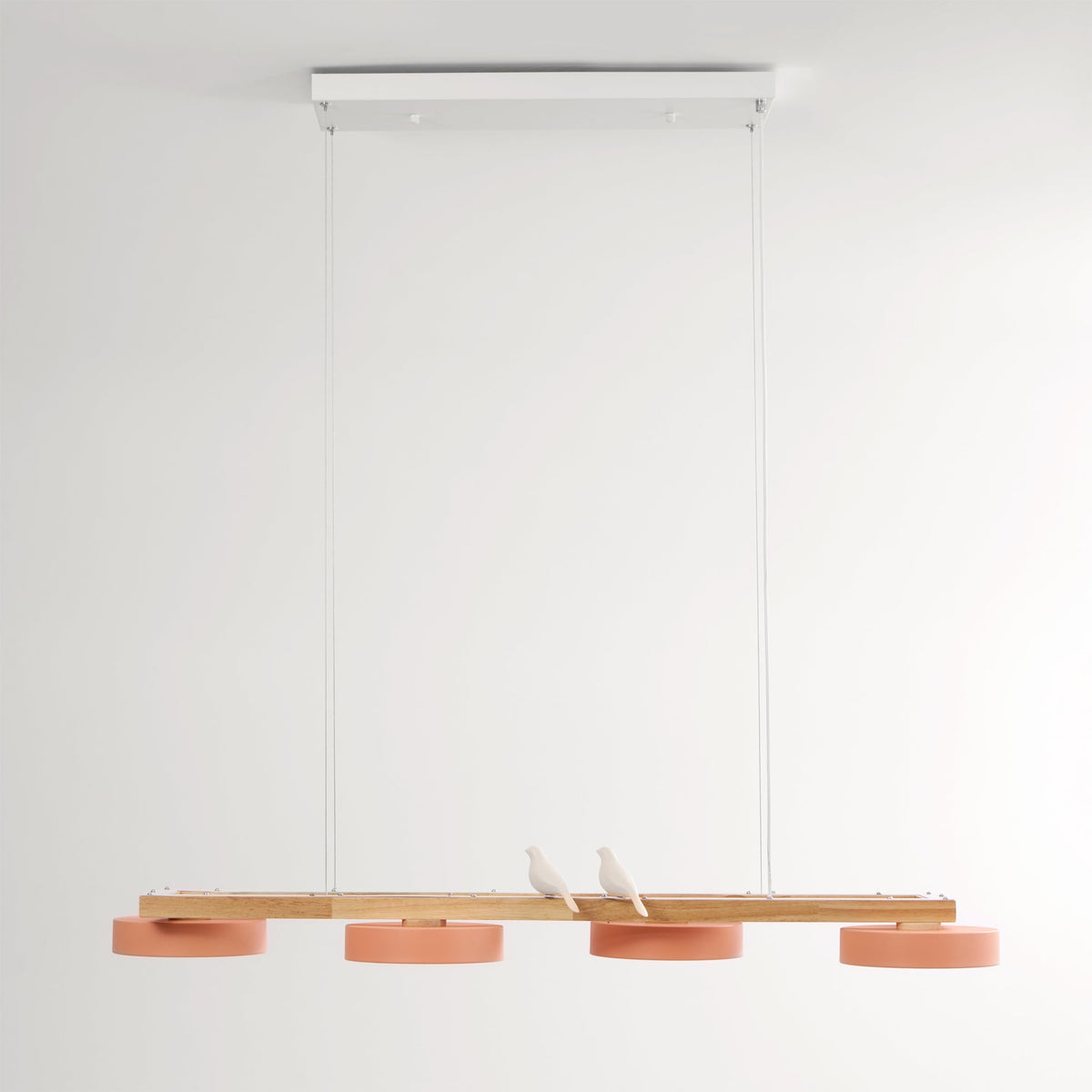 Linear LED Fixture with Bird Accents for Kitchen Island Dining Room 40 in Wooden Hanging Light 1400 Lumens Adjustable Modern Farmhouse Overh