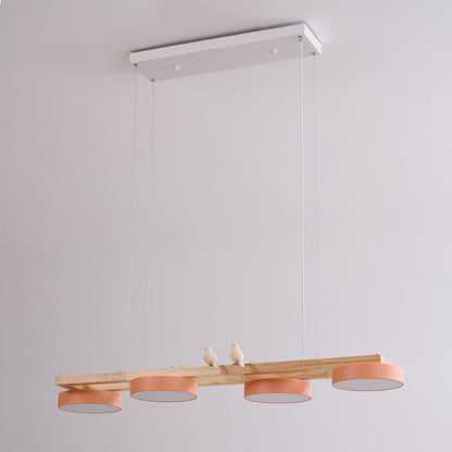 Linear LED Fixture with Bird Accents for Kitchen Island Dining Room 40 in Wooden Hanging Light 1400 Lumens Adjustable Modern Farmhouse Overh